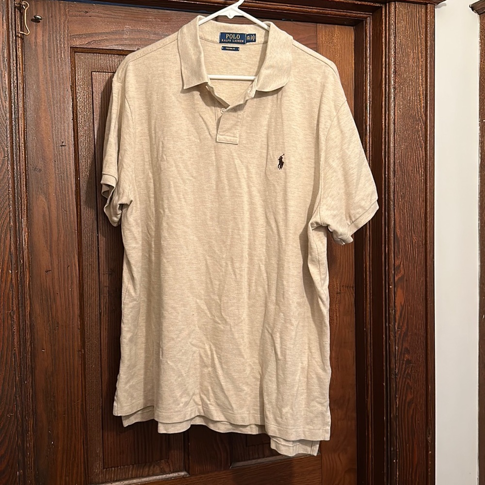 men's tan Ralph Lauren Polo shirt custom fit XXL